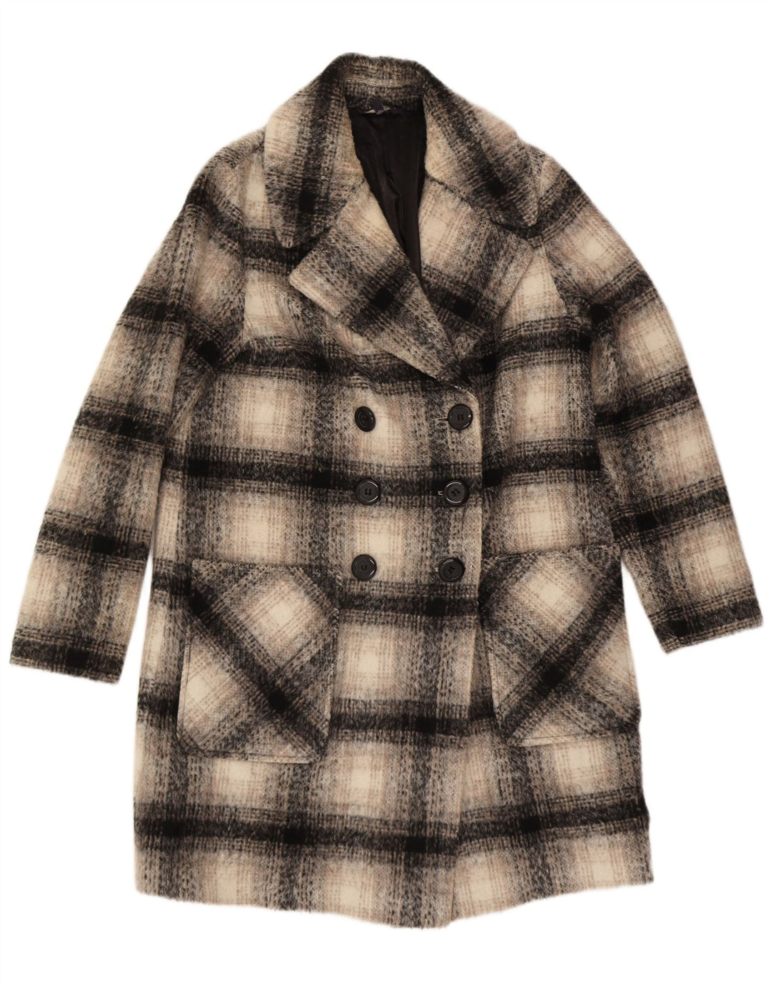 Marks & Spencer Manteau croisé pour femme UK 14 Grand carreaux beiges