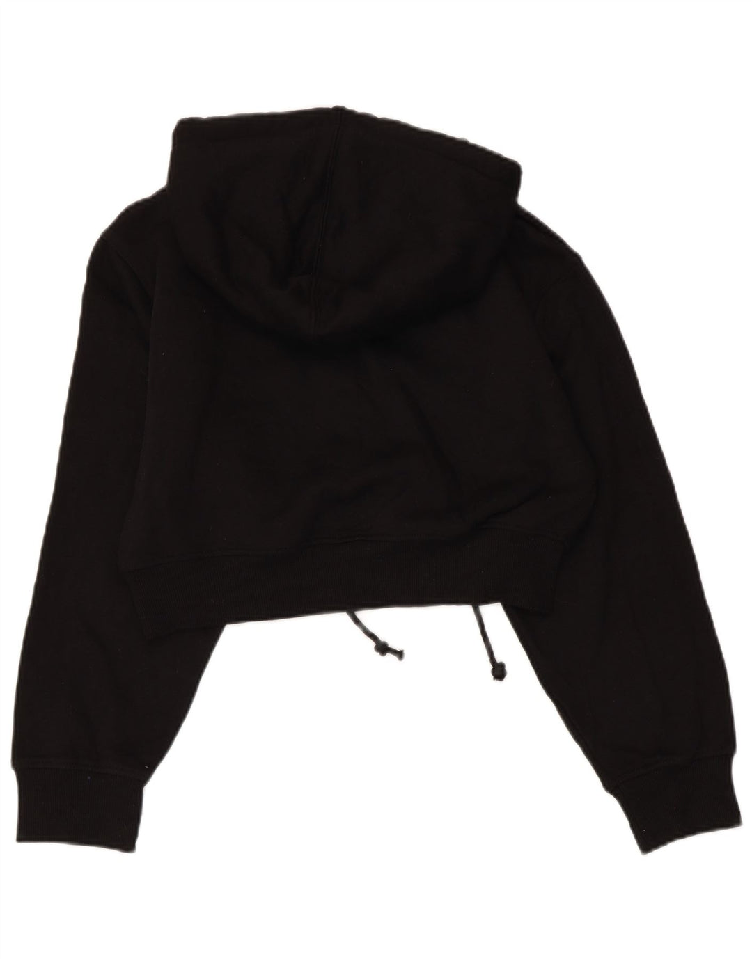 ZARA Pull à capuche court pour femme UK 10 Small Noir Polyester