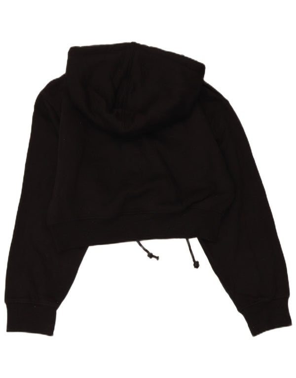 ZARA Pull à capuche court pour femme UK 10 Small Noir Polyester