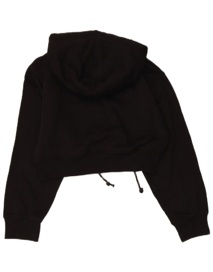 ZARA Pull à capuche court pour femme UK 10 Small Noir Polyester