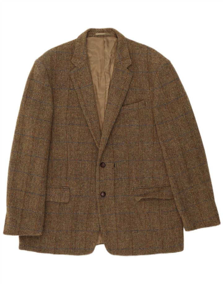 HARRIS TWEED Veste blazer à 2 boutons pour homme UK 44 2XL Kaki à carreaux en laine