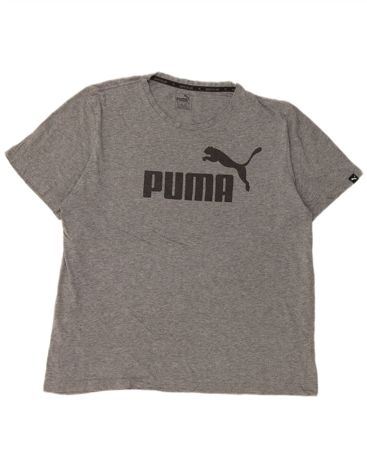 Puma T-Shirt Graphique Homme Large Gris Moucheté Coton