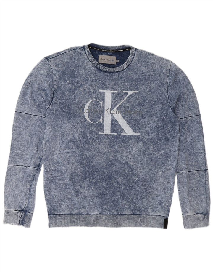 Calvin Klein Jeans Sweat-Shirt Graphique Homme Bleu Moyen Coton