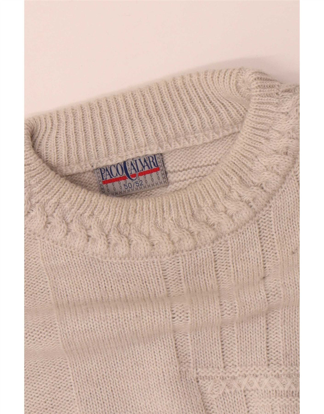 Paco Calvari Pull ras du cou pour homme IT 50/52 Blanc moyen géométrique