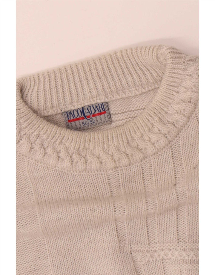 Paco Calvari Pull ras du cou pour homme IT 50/52 Blanc moyen géométrique