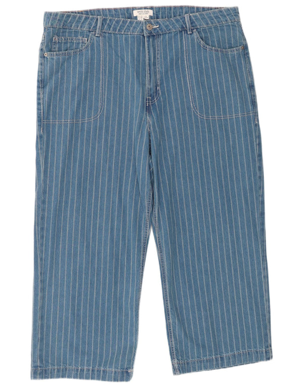 Pantalon court à jambe large White Stuff pour femme UK 20 2XL W42 L26 Rayé bleu