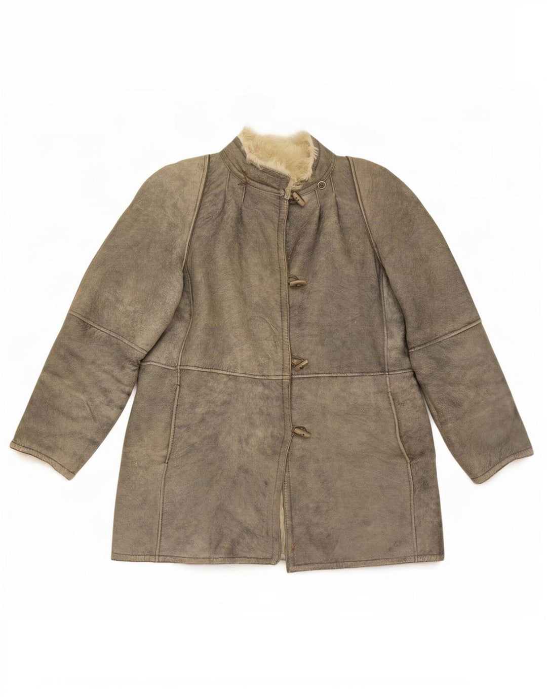 Veste Shearling Femme Vintage IT 46 Grand Gris