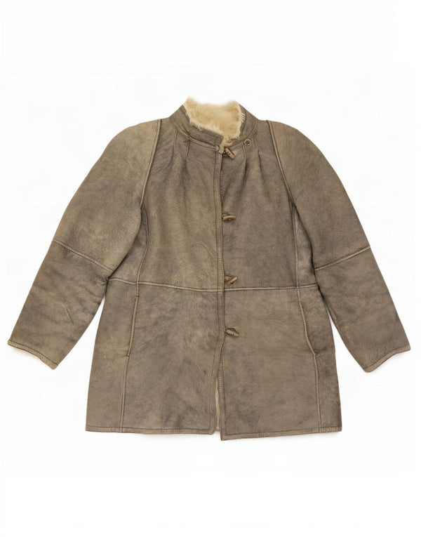 Veste Shearling Femme Vintage IT 46 Grand Gris