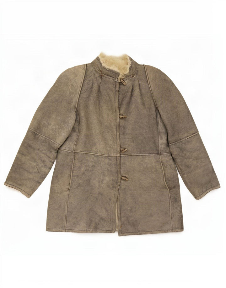 Veste Shearling Femme Vintage IT 46 Grand Gris
