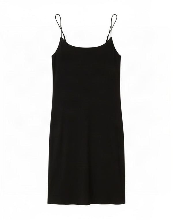 Zara Femme Mini Robe Slip UK 14 Grand Coton Noir