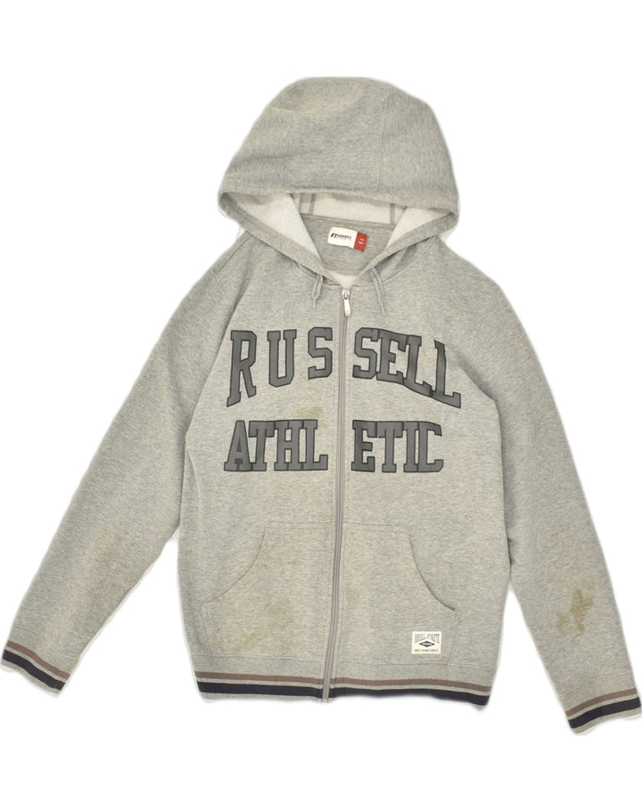 RUSSELL ATHLETIC Boys Graphic Zip Hoodie Sweater 15-16 Years Grey Cotton | Vintage Russell Athletic | Thrift | Second-Hand Russell Athletic | Used Clothing | Messina Hembry 