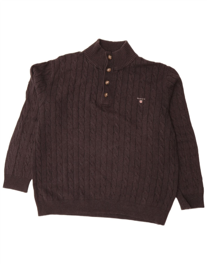 Gant Pull à col boutonné pour homme 2XL en coton noir