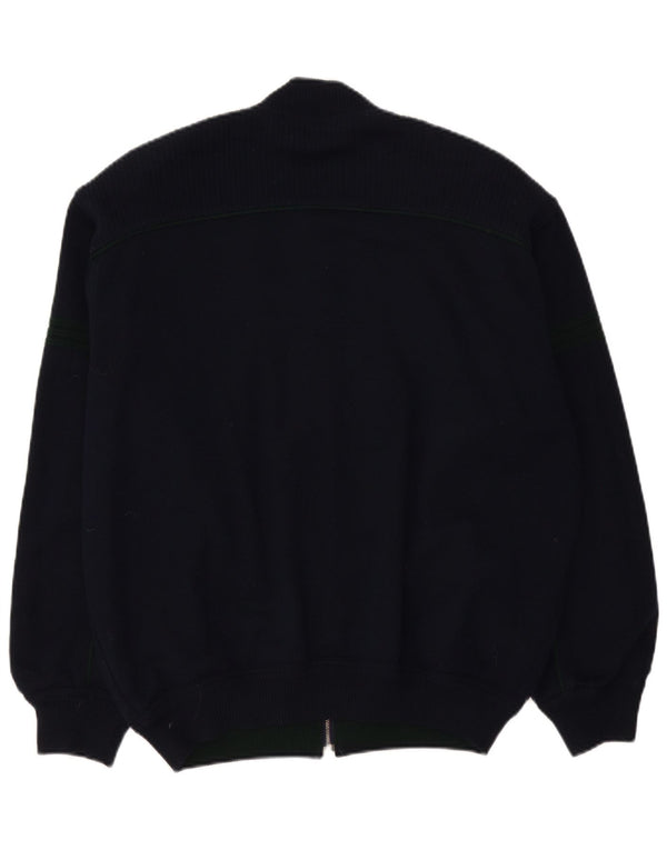 vintage Mens Loose Fit Cardigan Sweater IT 52 Grande laine bleu marine