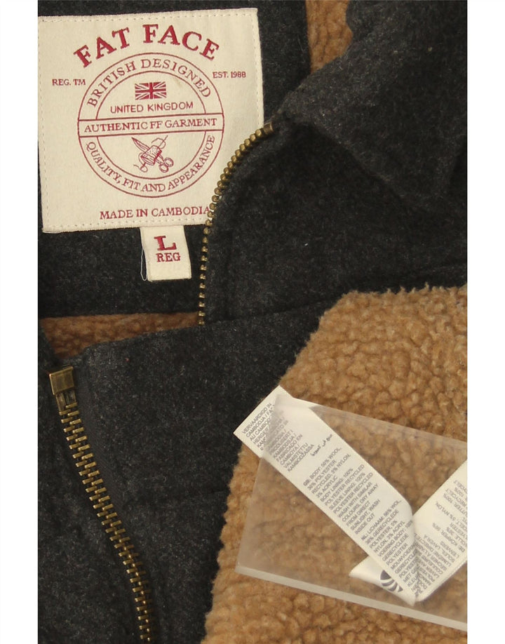 Fat Face Veste Sherpa Homme UK 40 Grande Laine Grise
