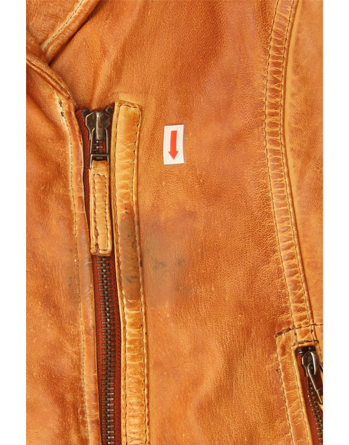 Gipsy Veste de motard en cuir pour femme UK 14 Cuir marron moyen