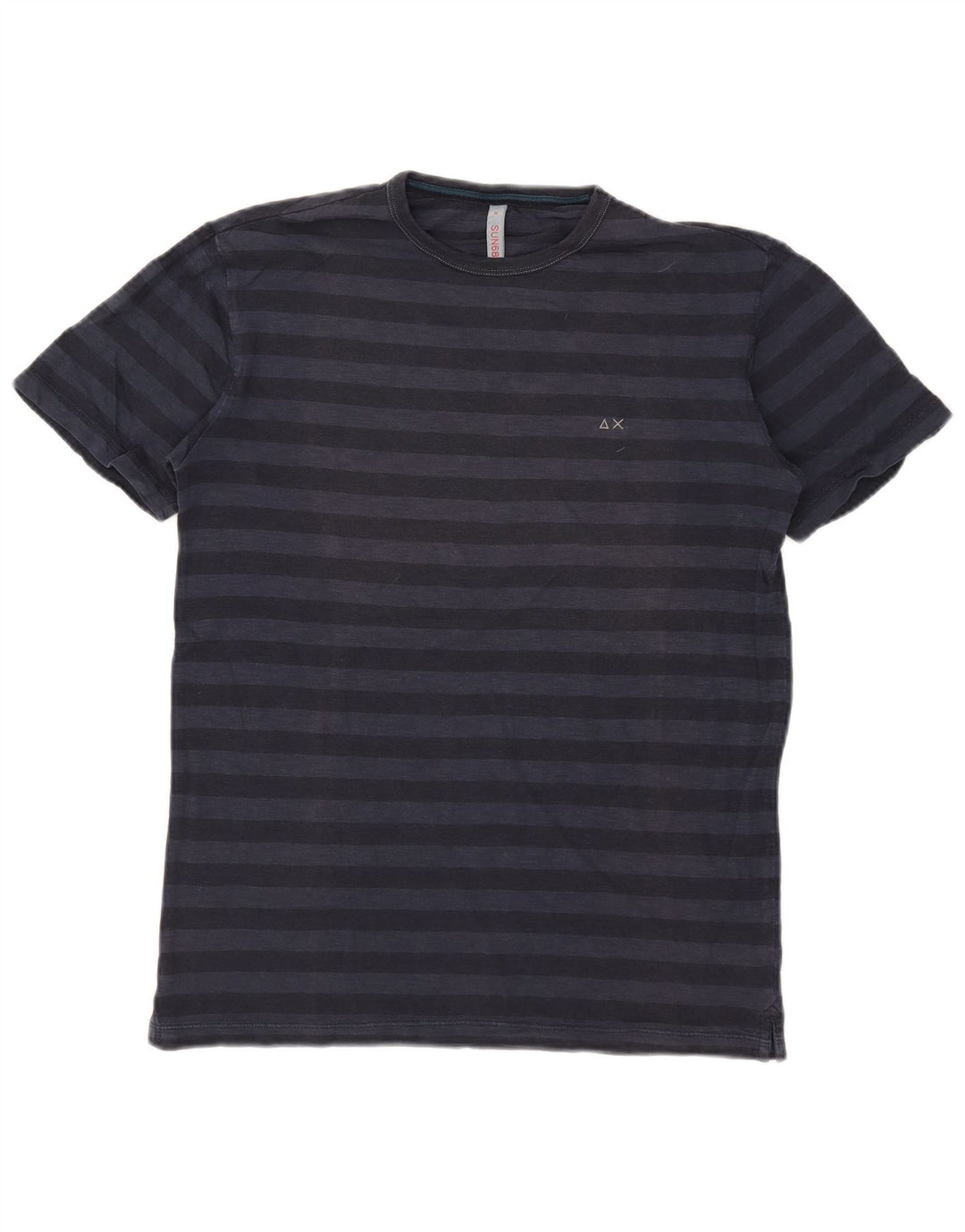 SUN68 T-Shirt Homme Coton Rayé Bleu Marine Moyen