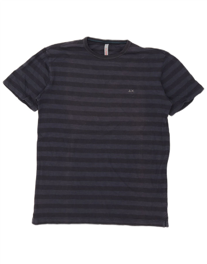 SUN68 T-Shirt Homme Coton Rayé Bleu Marine Moyen