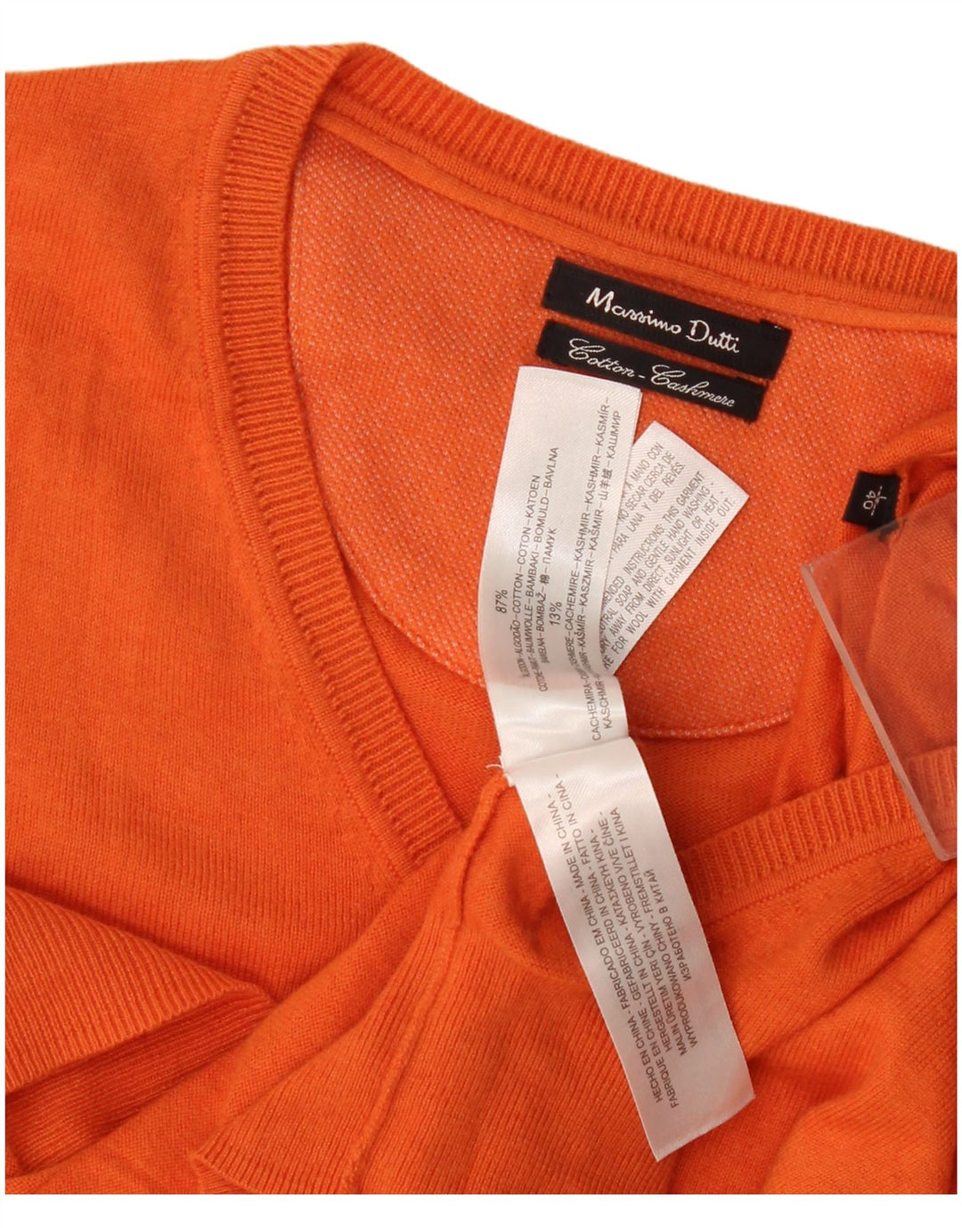 Massimo Dutti Pull col V pour homme en coton orange Taille L