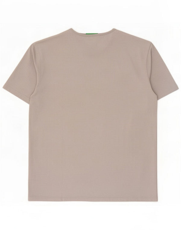 Benetton T-Shirt Homme Top XL Gris Coton