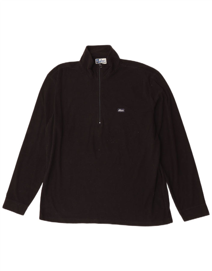 Asics Haut de survêtement à col zippé pour hommes 2XL Noir Polyester