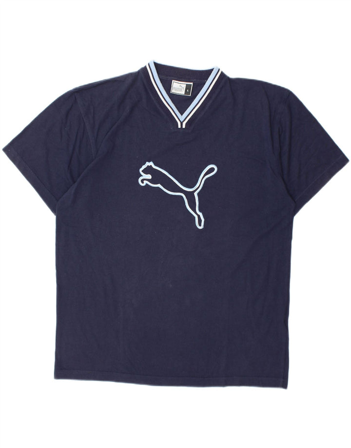 PUMA T-shirt graphique pour hommes, grand, bleu marine, coton