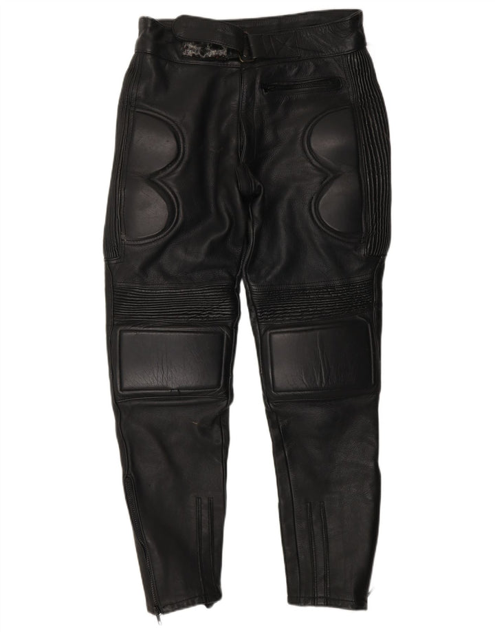 VINTAGE Pantalon motard en cuir pour homme W32 L23 Noir