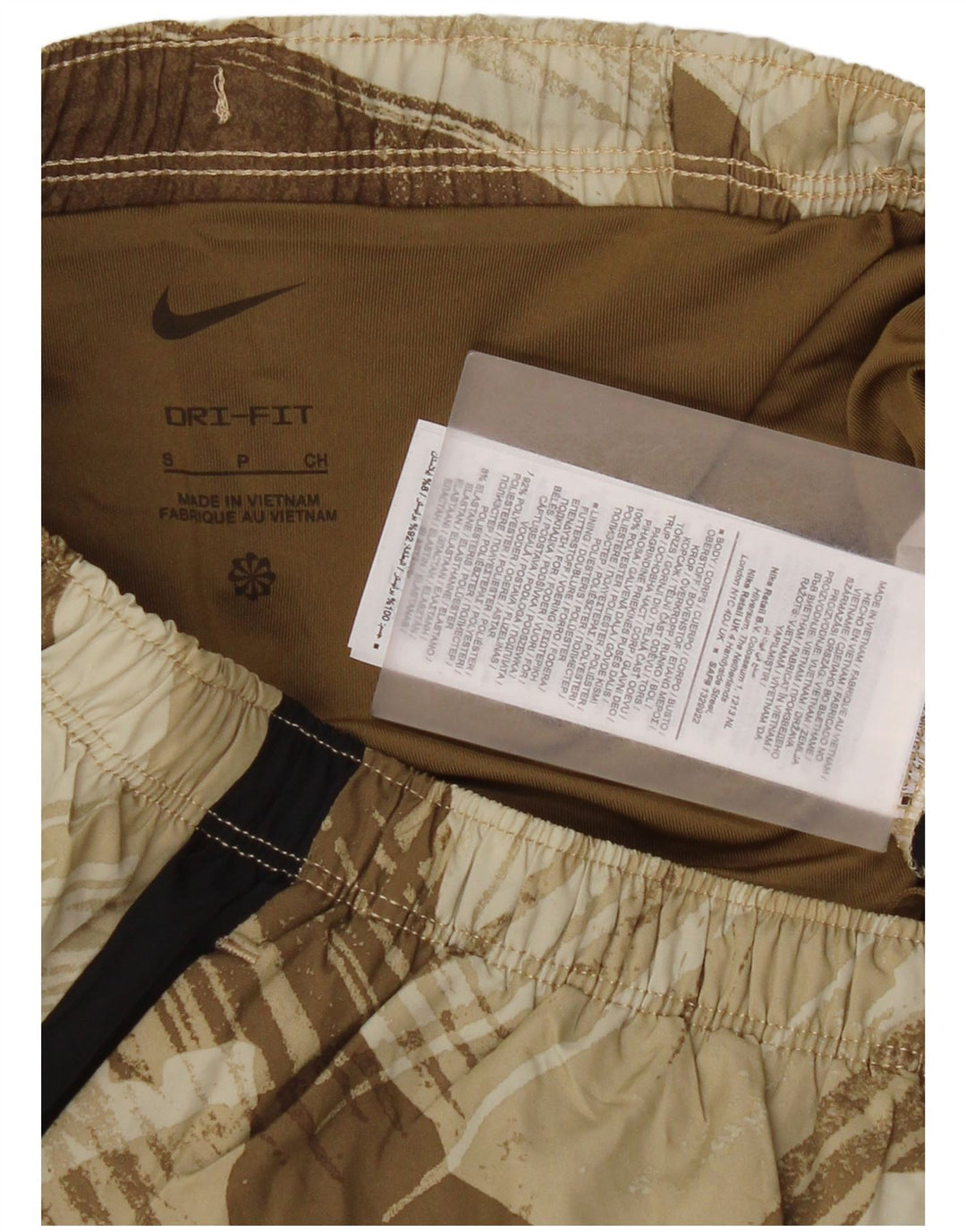 Short de sport Nike Dri Fit pour hommes, petit, marron, camouflage, polyester