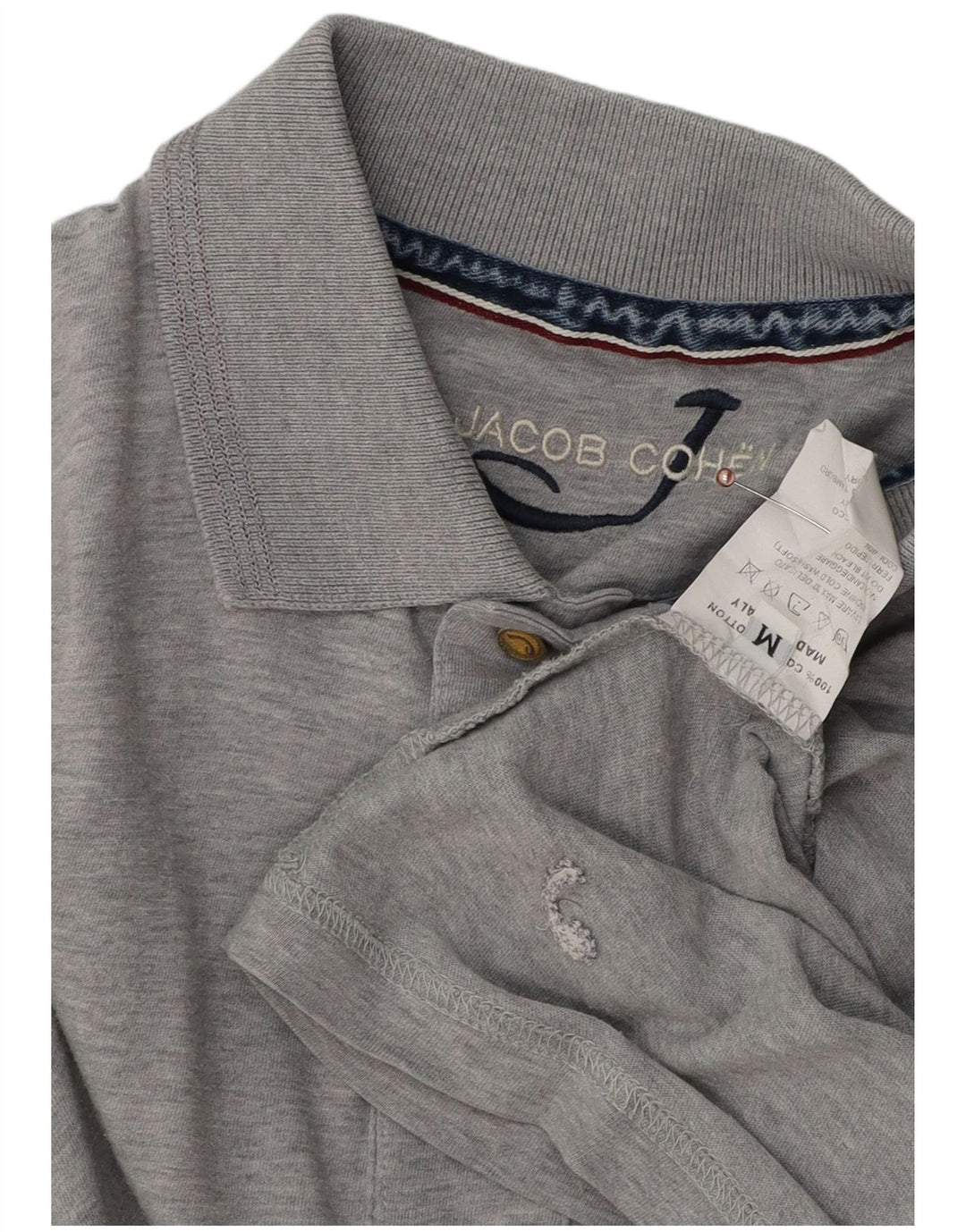 JACOB COHEN Polo Manches Longues Homme Gris Moyen Coton Moucheté