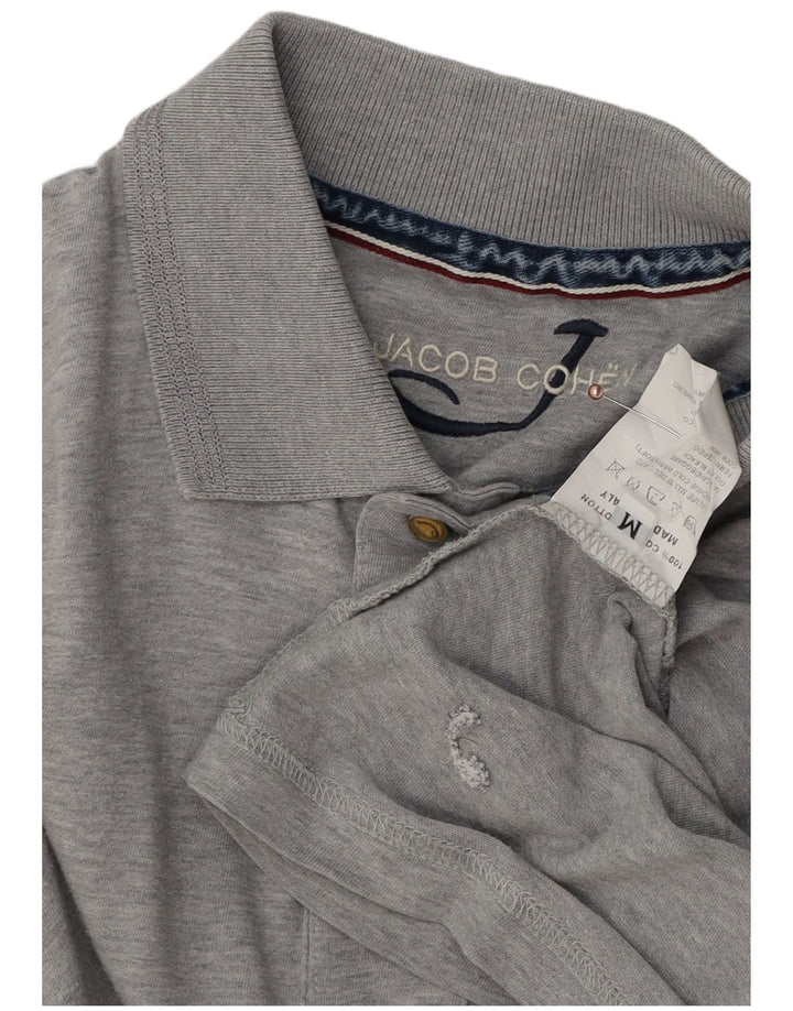 JACOB COHEN Polo Manches Longues Homme Gris Moyen Coton Moucheté