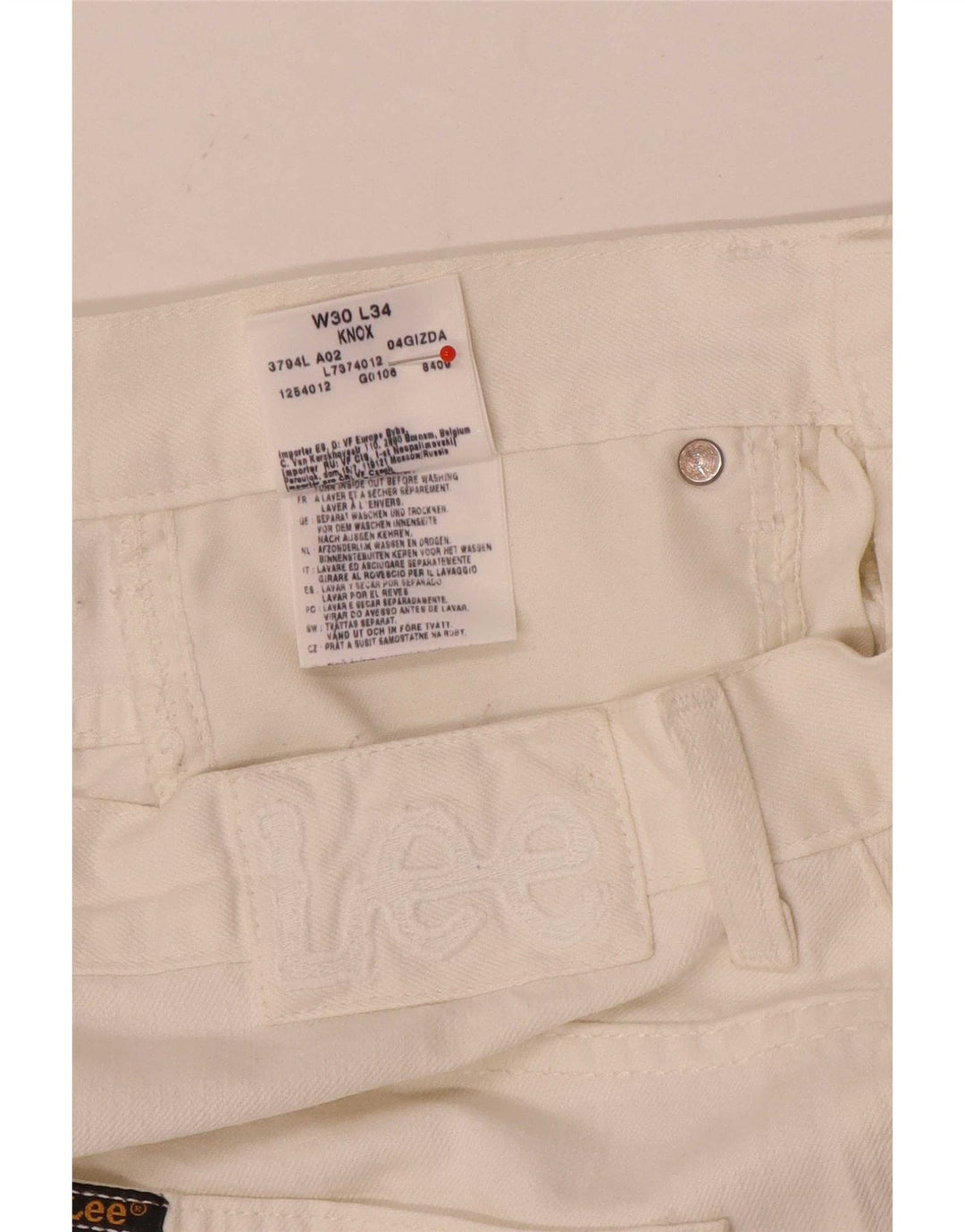 Lee Jean Droit Knox W30 L34 Homme Blanc Coton