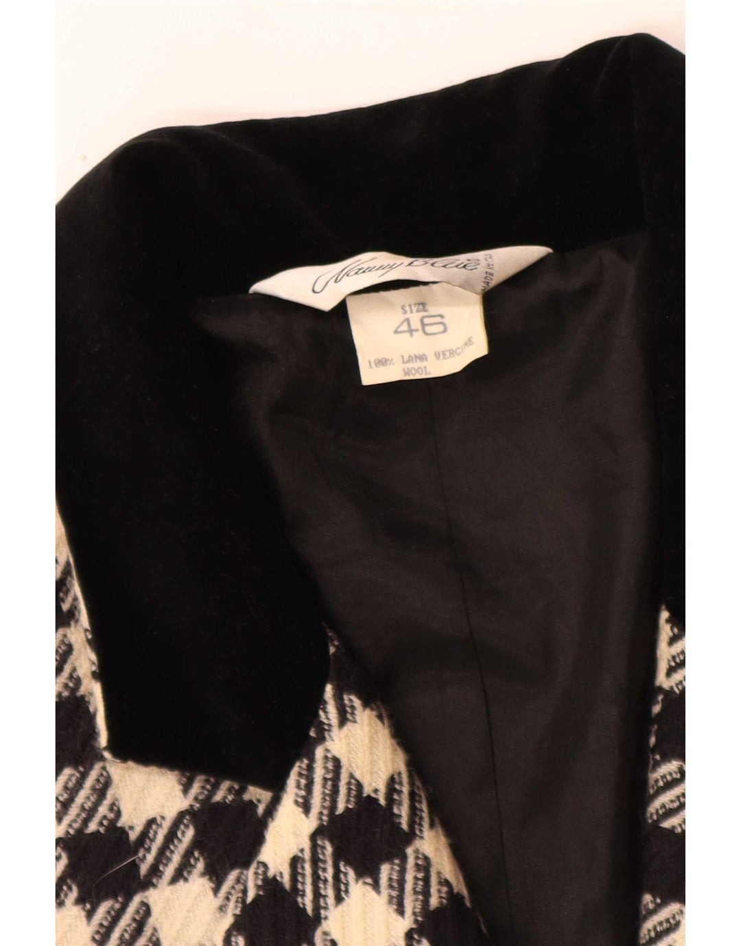 vintage Femme 3 Bouton Blazer Veste IT 46 Grand Pied-de-poule Noir Classique
