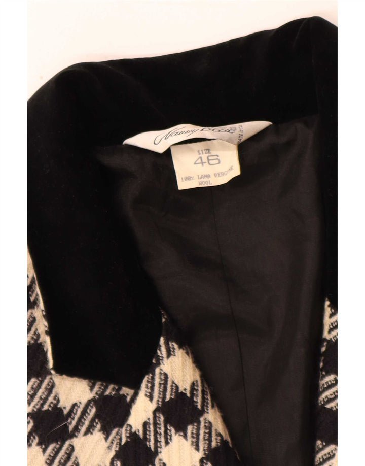 vintage Femme 3 Bouton Blazer Veste IT 46 Grand Pied-de-poule Noir Classique