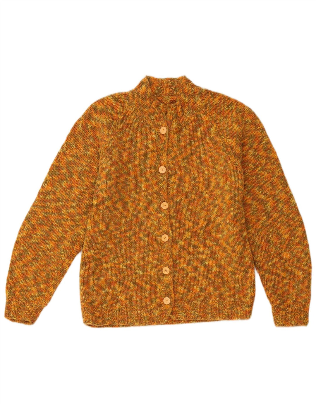 vintage Femme Cardigan Pull UK 12 Moyen Jaune Moucheté