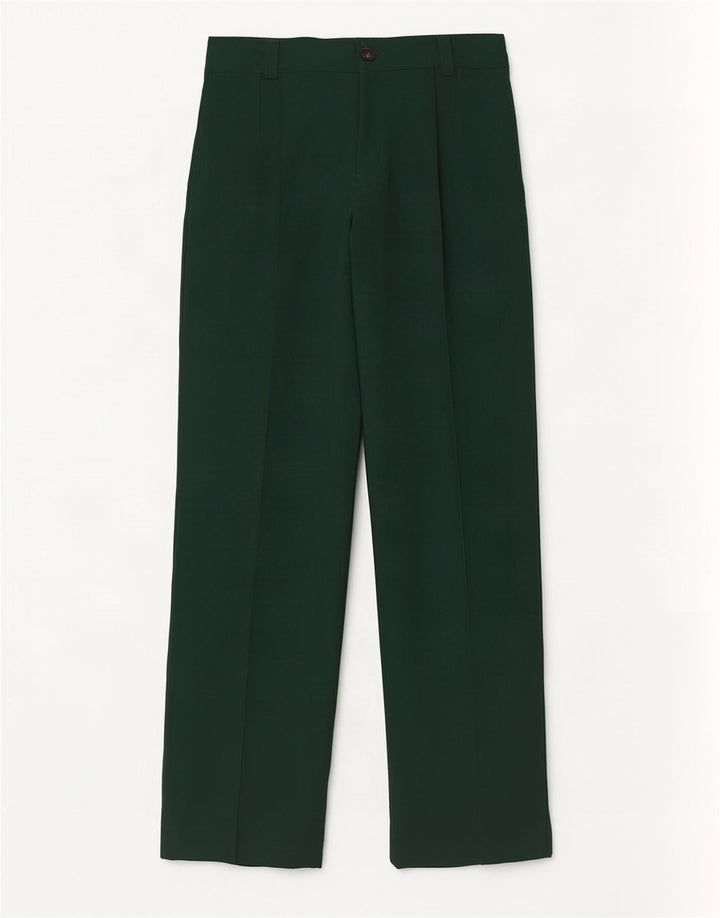 Pantalon décontracté droit Zara Femme Moyen W28 L32 Vert Polyester