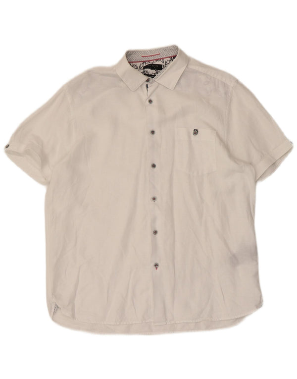 Ted Baker Chemise à manches courtes pour homme Taille 5 XL Coton blanc