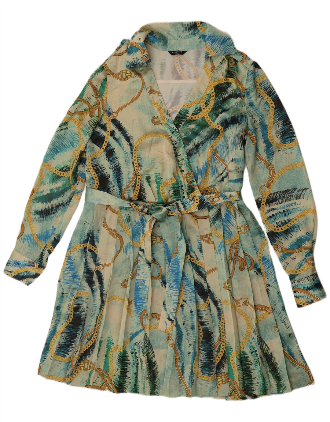 Guess By Marciano Robe trapèze à motif abstrait pour femme US 6 Bleu moyen