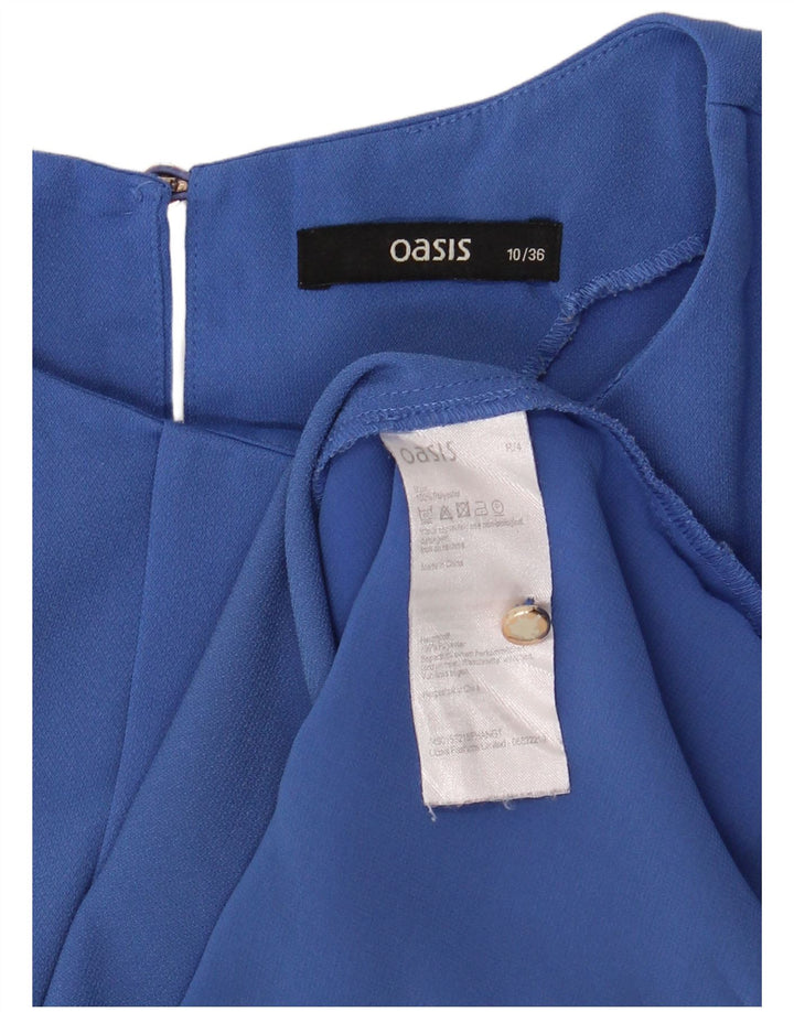 Oasis Chemisier Femme UK 10 Petit Bleu Polyester