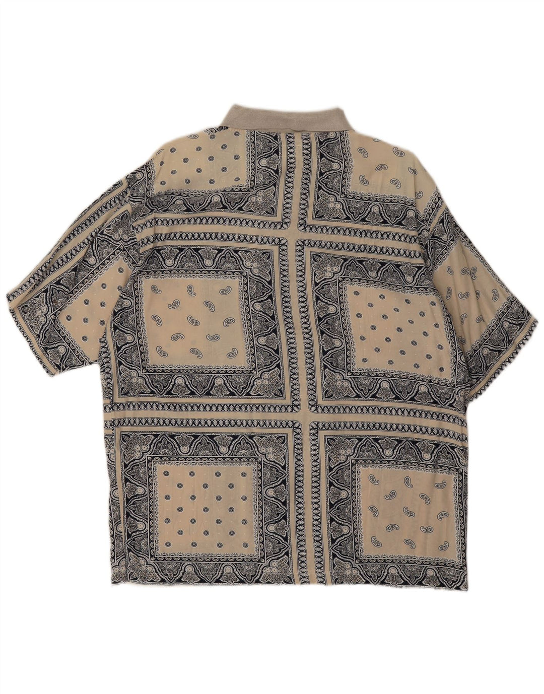 Alcatraz Chemise pull à manches courtes pour homme Beige moyen Paisley Viscose