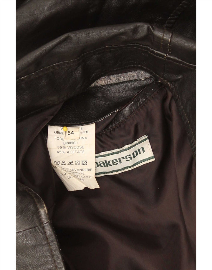 veste en cuir homme vintage IT 54 2XL Marron