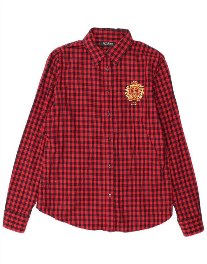 Ralph Lauren Chemise Femme UK 14 Coton Vichy Rouge Moyen