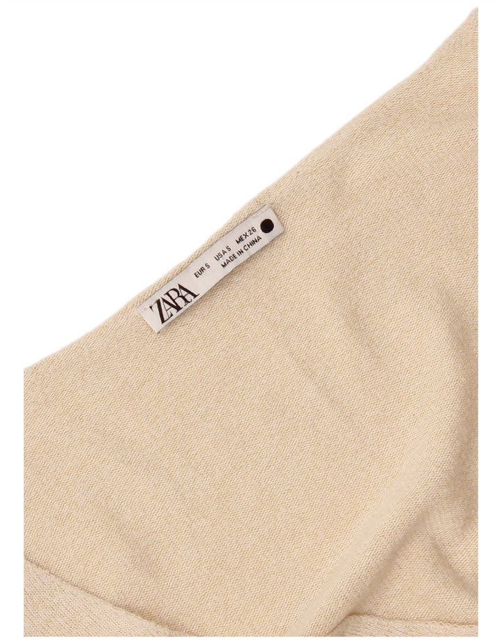 Zara Femme Top Manches Longues UK 10 Petit Beige