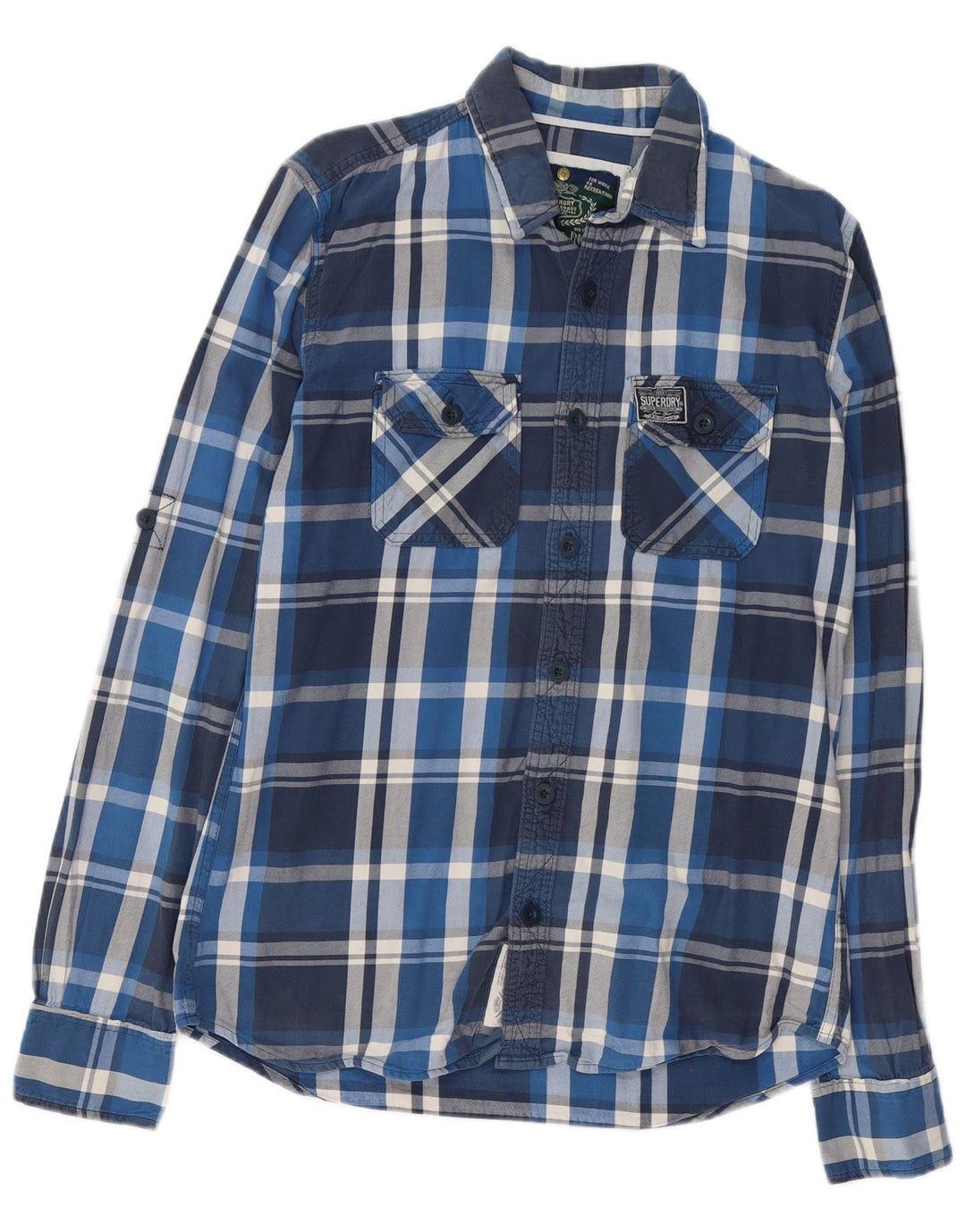 SUPERDRY Chemise Flanelle Homme Large Bleu Marine Plaid Coton