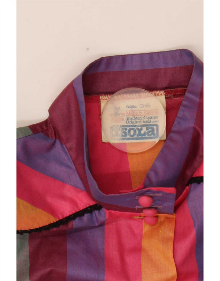 vintage Femme Chemise À Manches Courtes Blouse EU 38 Moyen Multicolore Rayé