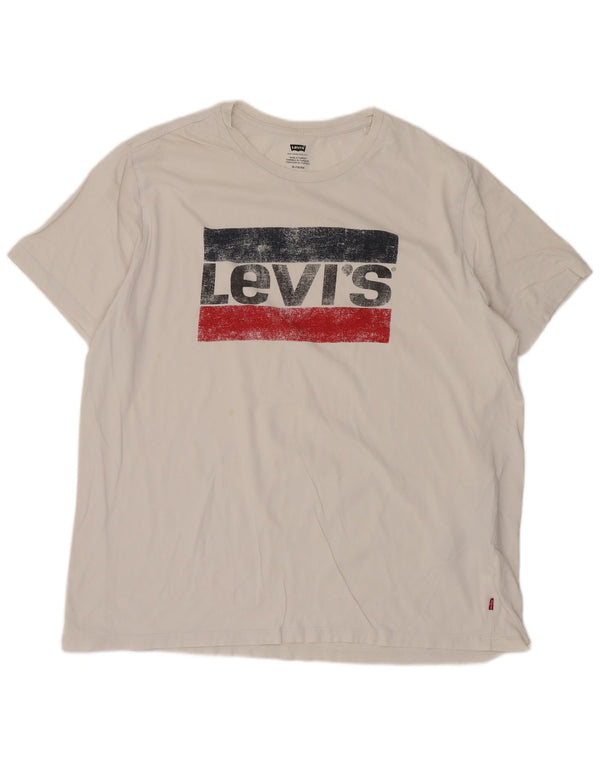 Levi's T-Shirt Graphique Top XL Homme Blanc Coton