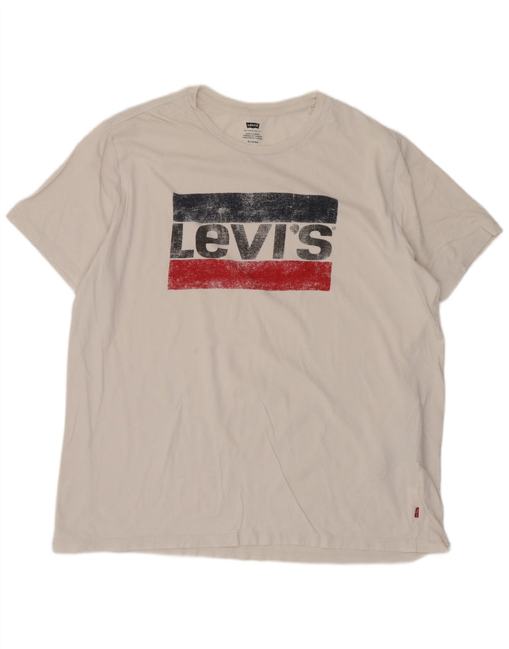 Levi's T-Shirt Graphique Top XL Homme Blanc Coton