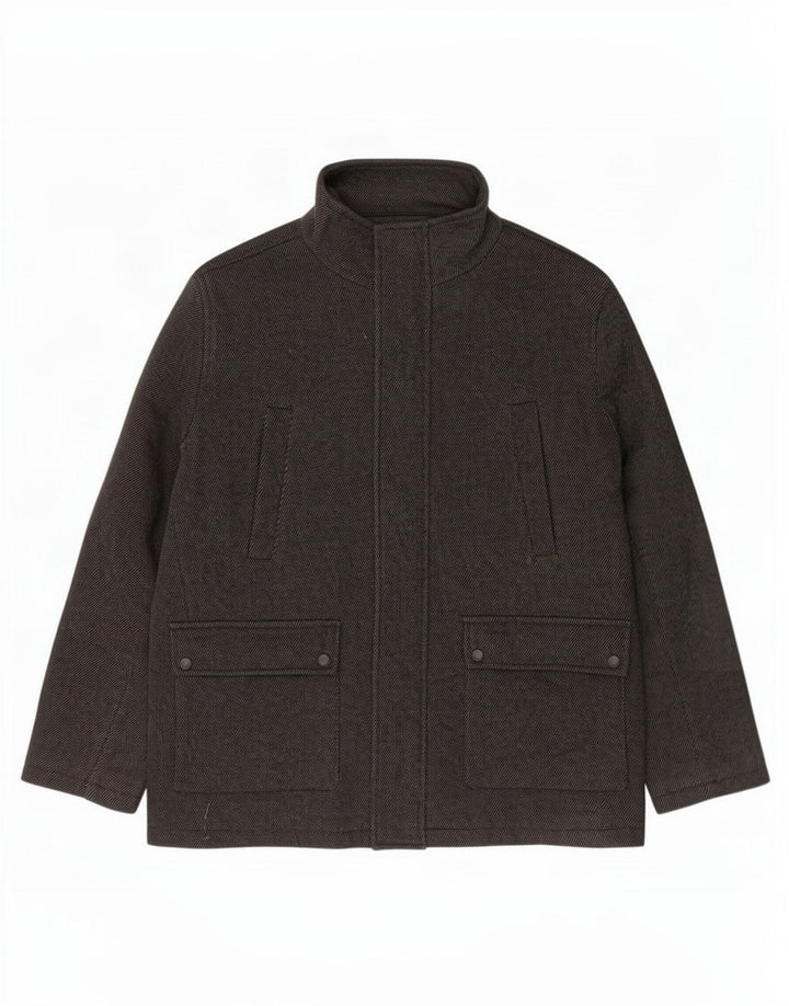 Calvin Klein Veste utilitaire pour homme UK 40 Grande laine à fines rayures grises
