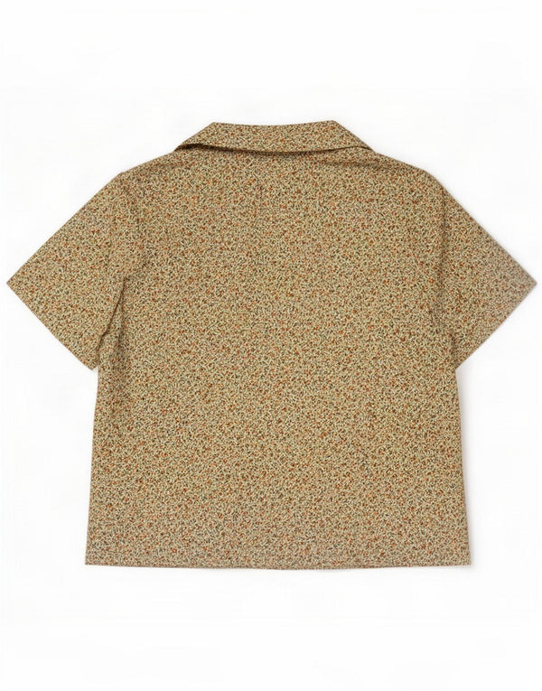 Vintage Chemise à manches courtes pour femme UK 14 Medium Beige Floral