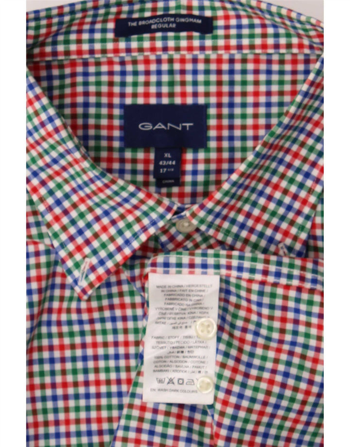 Gant Chemise à manches courtes pour homme Taille 17 1/2 XL Vichy multicolore