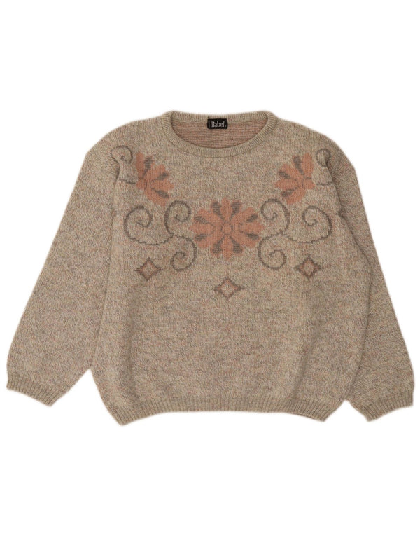 Liabel Pull col bateau pour femme UK 16 Large Gris Floral