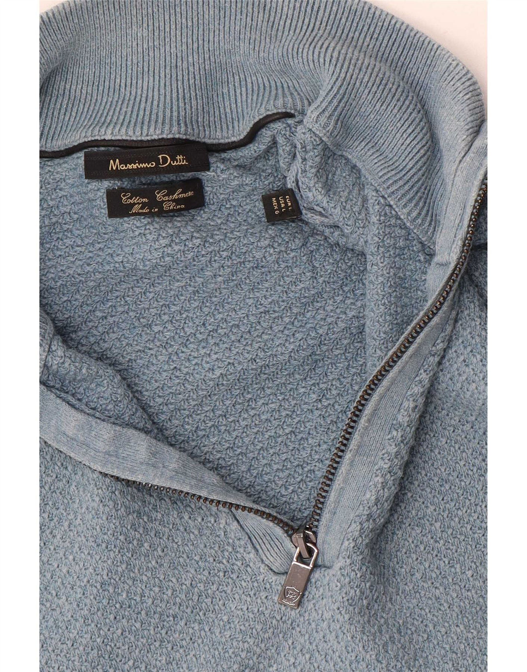 Massimo Dutti Pull col zippé pour homme en coton bleu Taille L